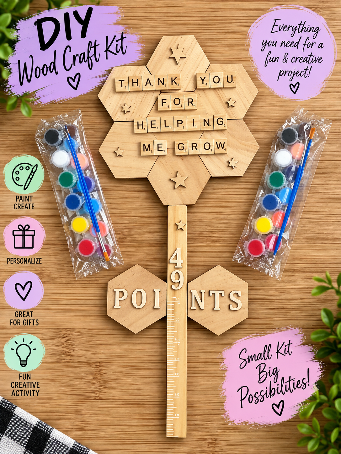 Thank You for Helping Me Grow - DIY Keepsake Ruler Craft Kit