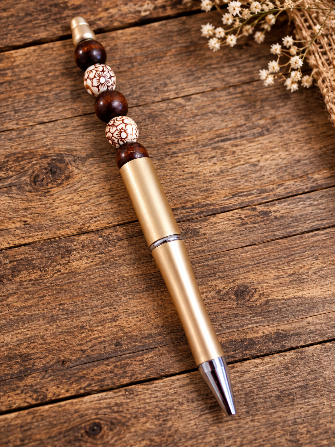 Simply Browns - Hand-Beaded Ink Pen