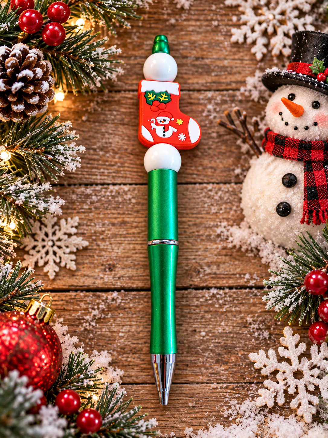 ☃️ Snowman Christmas Stocking Handcrafted Ink Pen 🎄