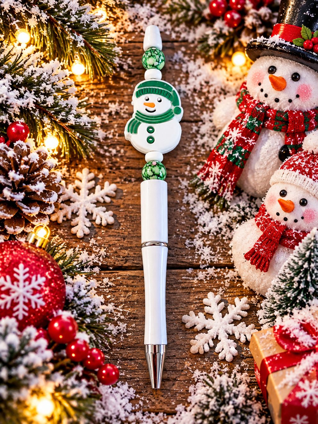 Friendly Snowman Handcrafted Ink Pen