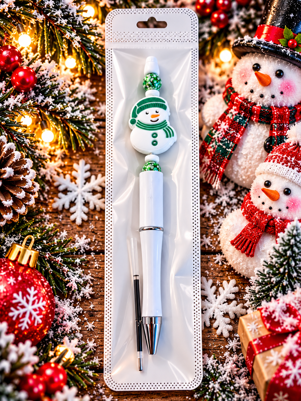 Friendly Snowman Handcrafted Ink Pen