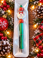 🎄 Candy Cane Wreath Handcrafted Black Ink Pen