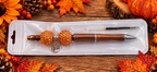 Fall Themed Tree-of-Life Charmed Black Handcrafted and Beaded Ink Pen