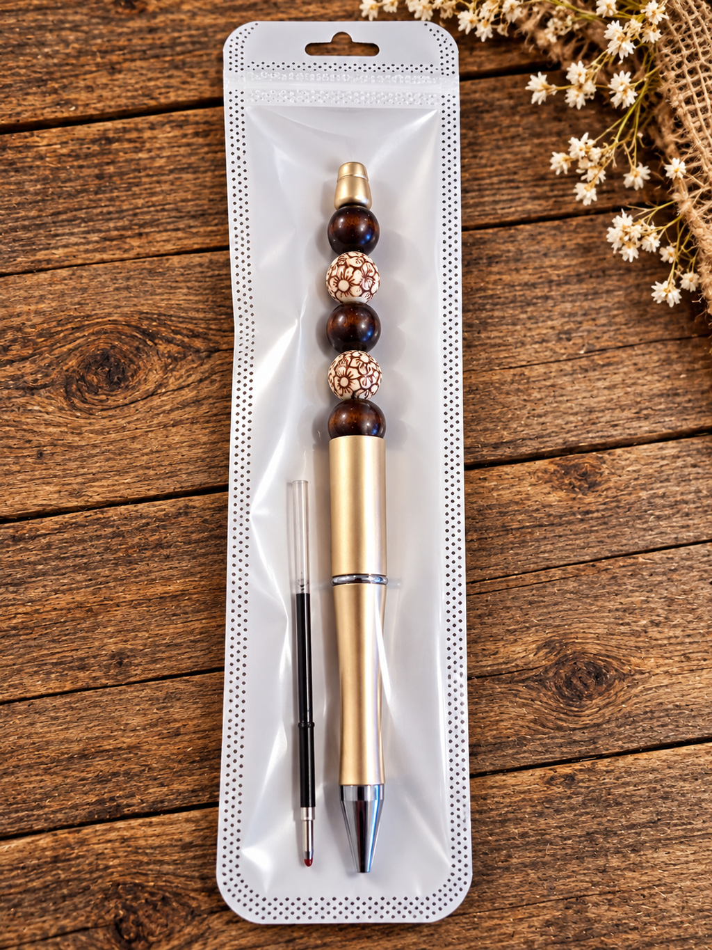 Simply Browns - Hand-Beaded Ink Pen
