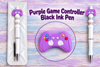 Purple Game Controller Handcrafted and beaded Black Ink Pen
