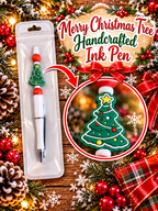 🎄 Merry Christmas Tree Beaded Handcrafted Ink Pen