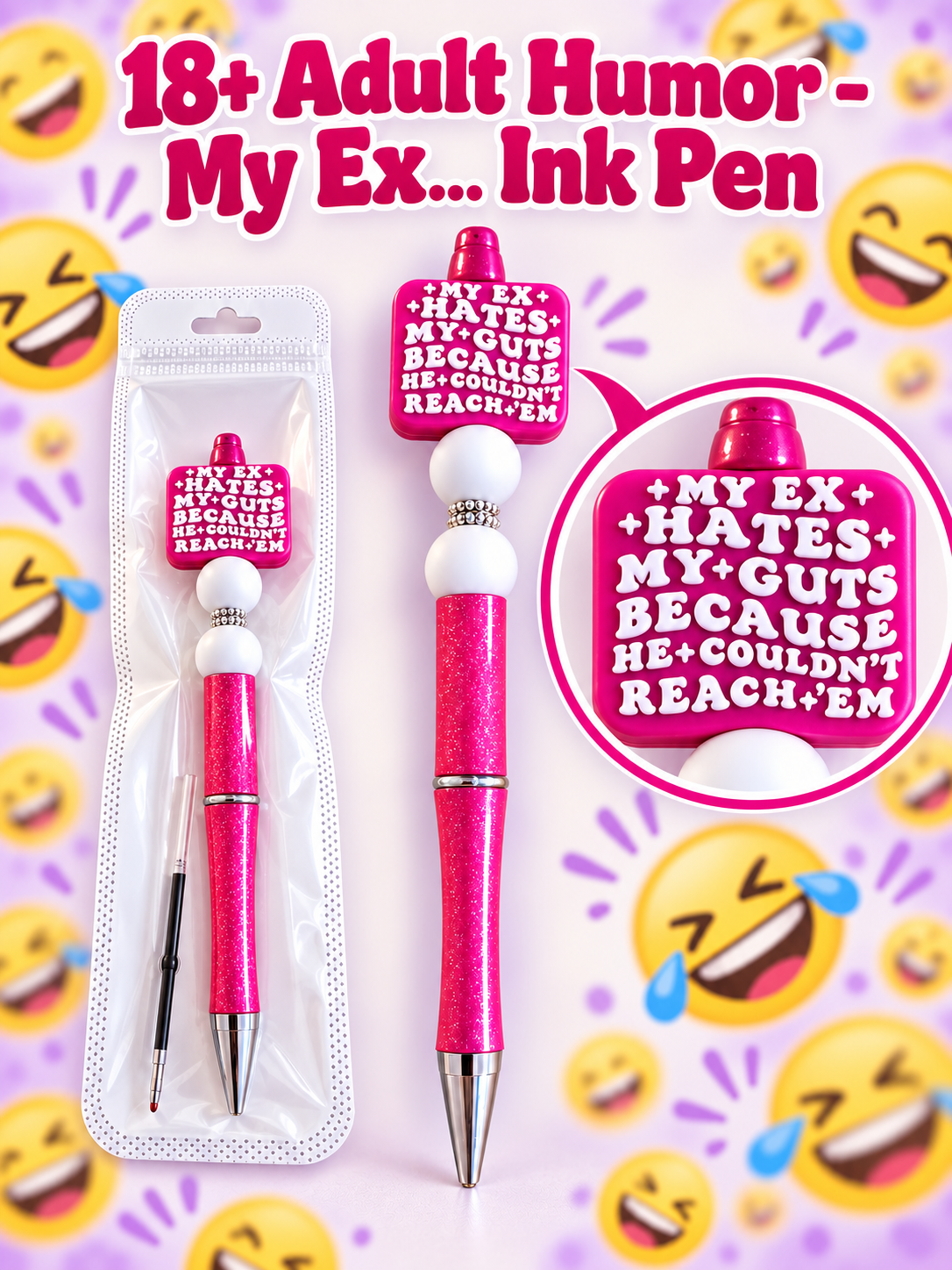 My EX Hates My Guts....LOL - Adult 18+ Humor Black Handcrafted Ink Pen