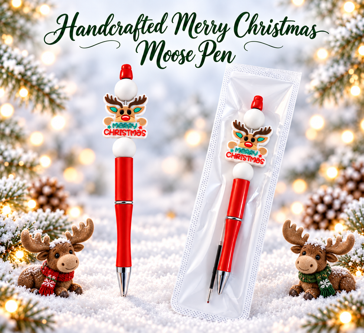 Merry Christmas Handcrafted Moose Pen