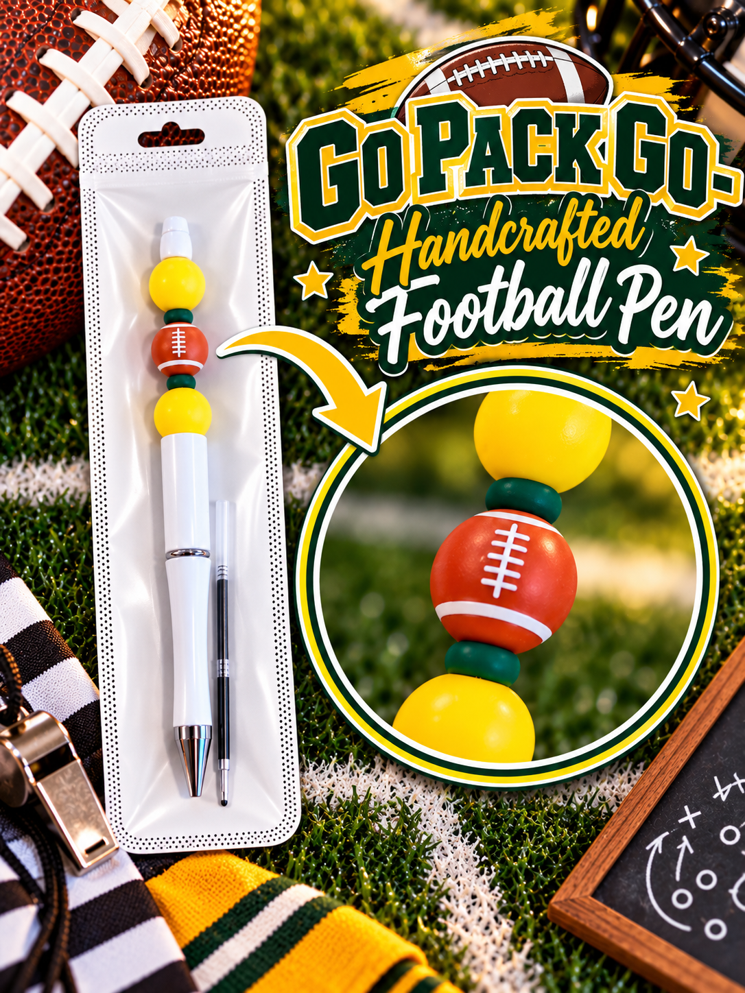 Go Pack (GB Packers) Go - Handcrafted Football Pen