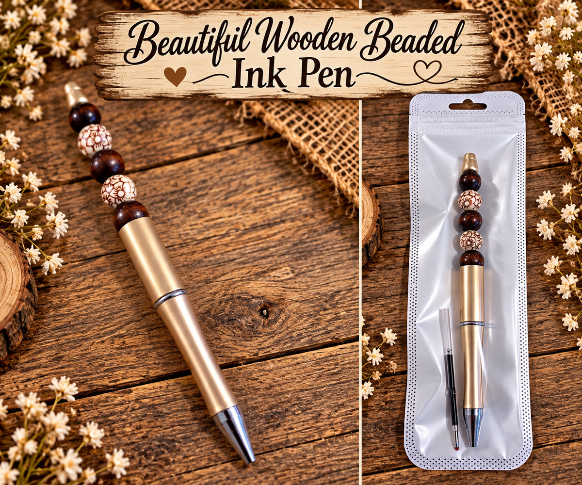 Simply Browns - Hand-Beaded Ink Pen