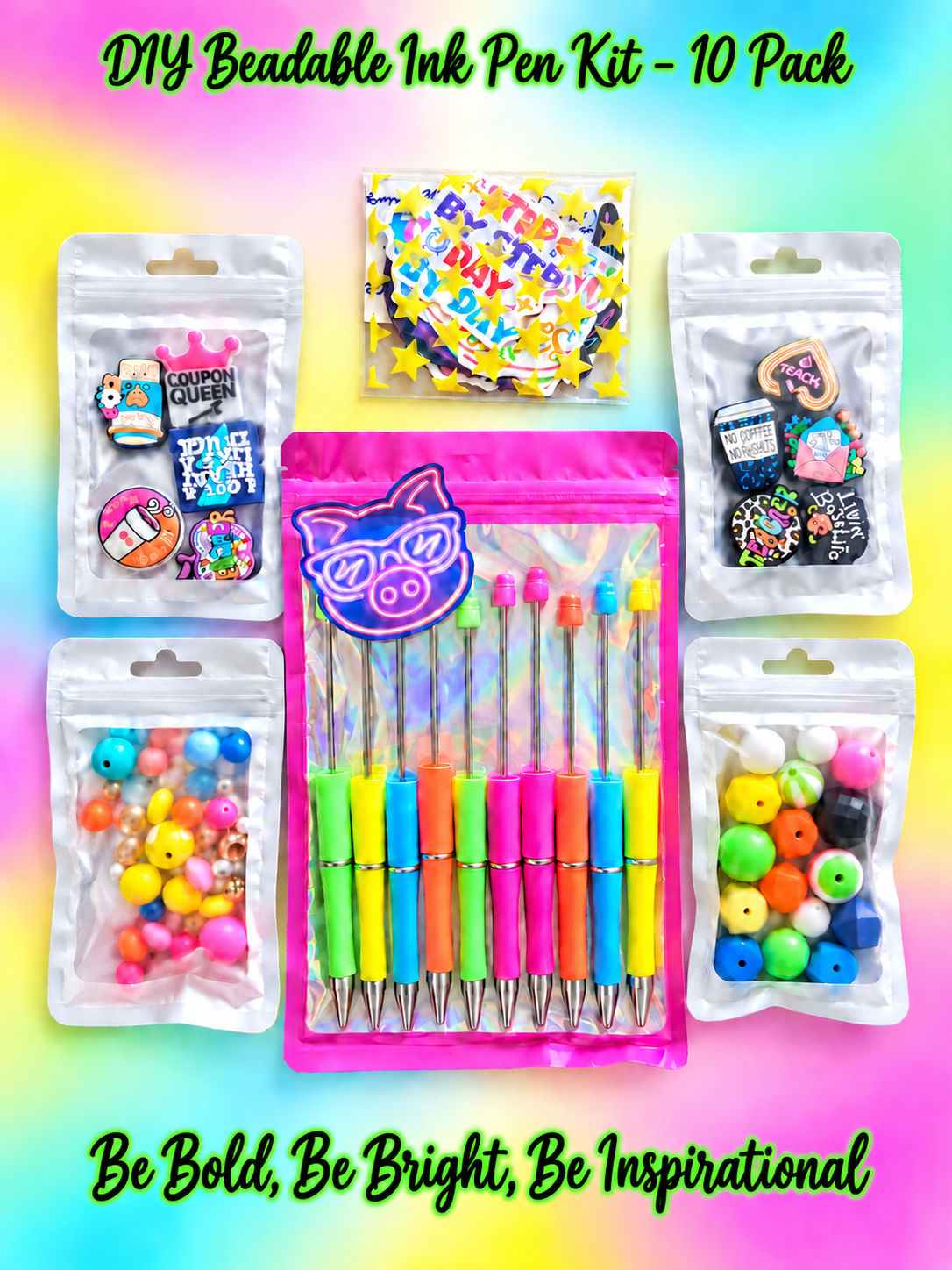 Be Bold, Be Bright, Be Inspirational — DIY Beadable Ink Pen Kit, 10 Pack