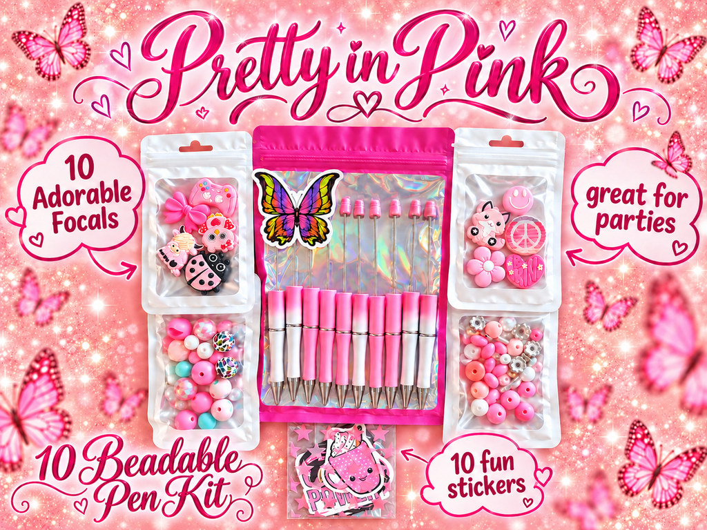 Pretty in Pink DIY Beadable Ink Pen Kit, 10 Pack