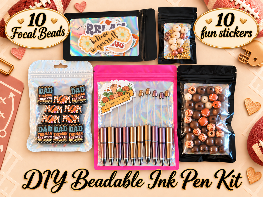 For the Football Parents, Players & Fans — DIY Beadable Ink Pen Kit, 10 Pack