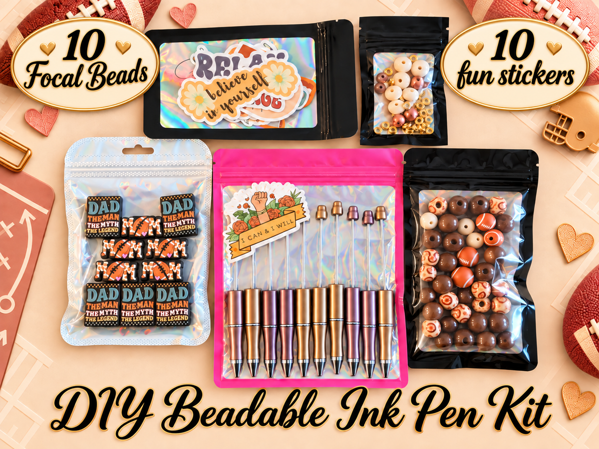 For the Football Parents, Players & Fans — DIY Beadable Ink Pen Kit, 10 Pack