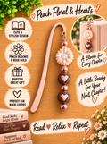Handcrafted Peach Floral & Hearts Rose Gold-Toned Bookmark