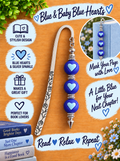 Handcrafted Blue & Baby Blue Hearts Silver-Toned Bookmark