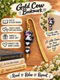 Handcrafted Gold-Toned Cow & Hearts Bookmark
