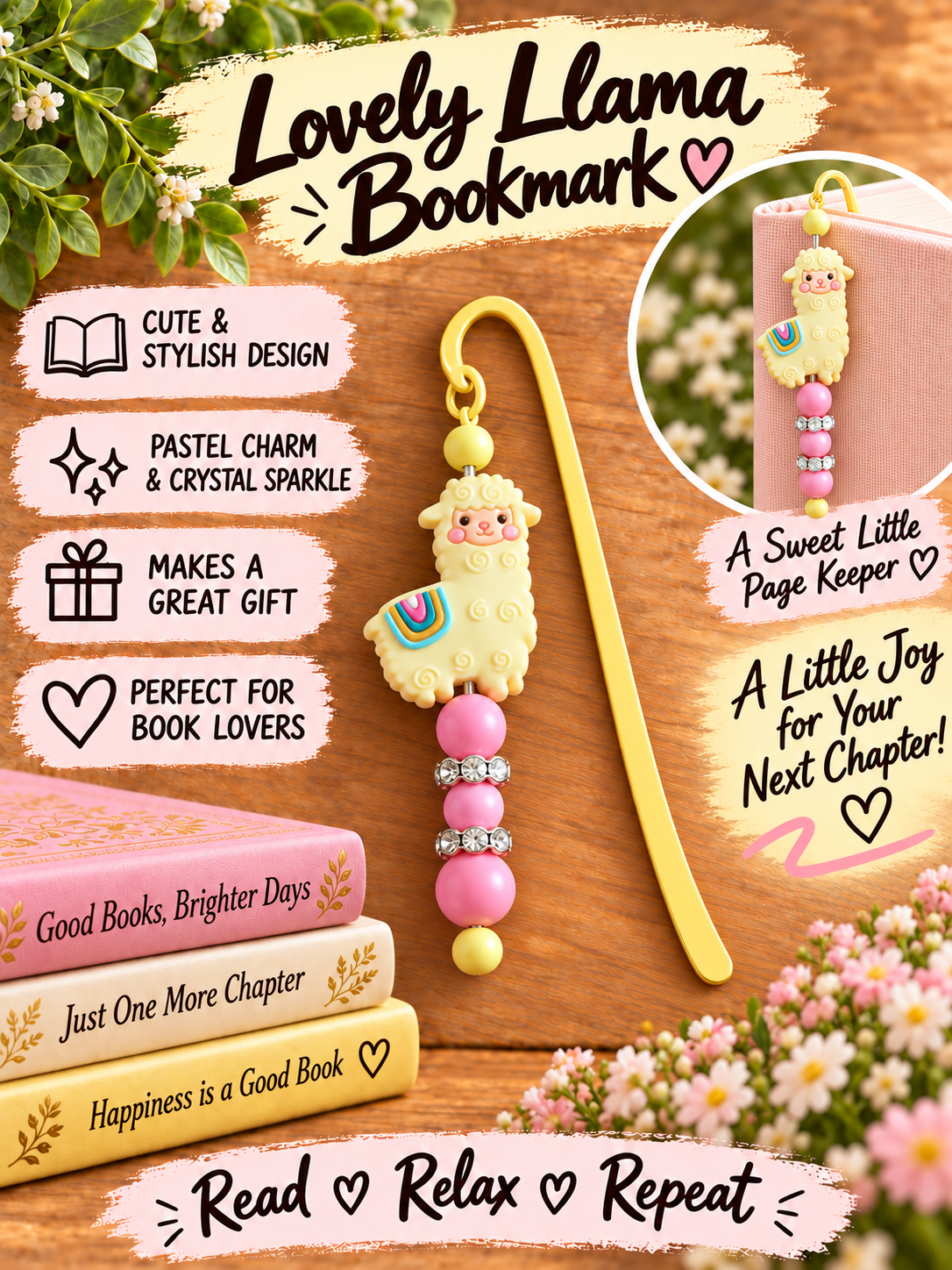 Handcrafted Lovely Llama Bookmark