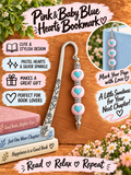 Handcrafted Silver-Toned Pink & Baby Blue Hearts Bookmark
