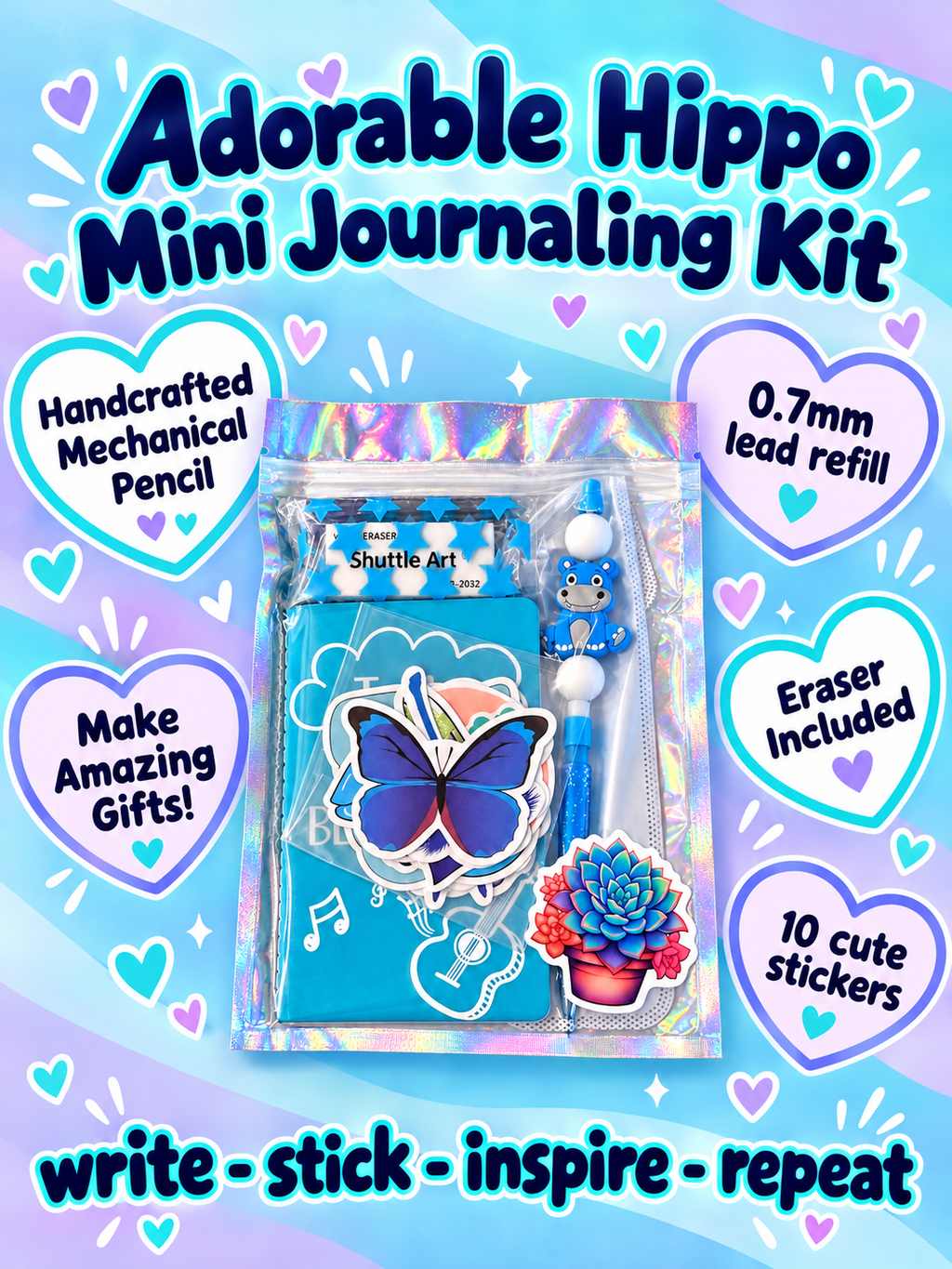 MNM’s Mini Journaling Kit – Adorable Blue Hippo
