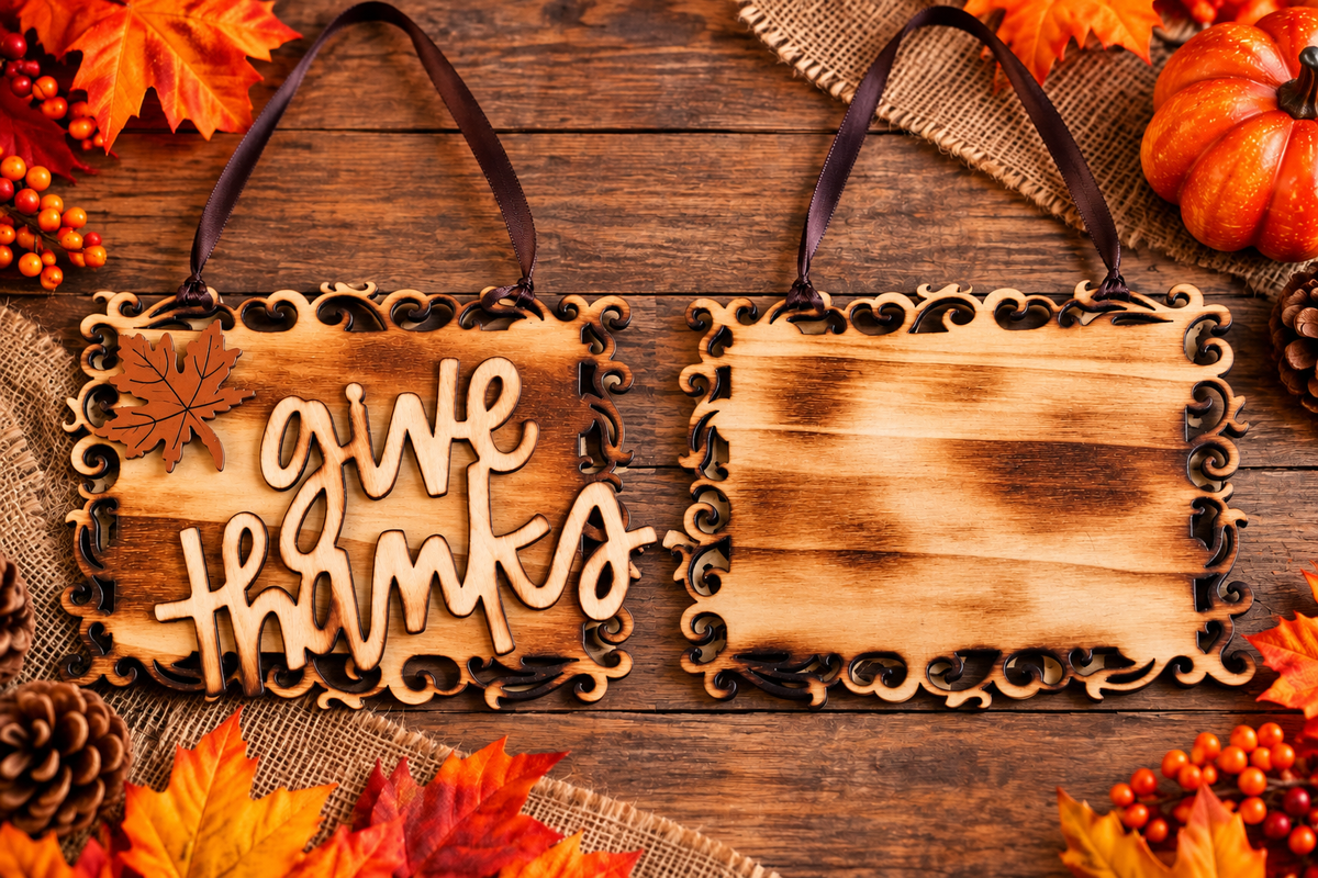 Handcrafted “Give Thanks” Fall Wall Sign