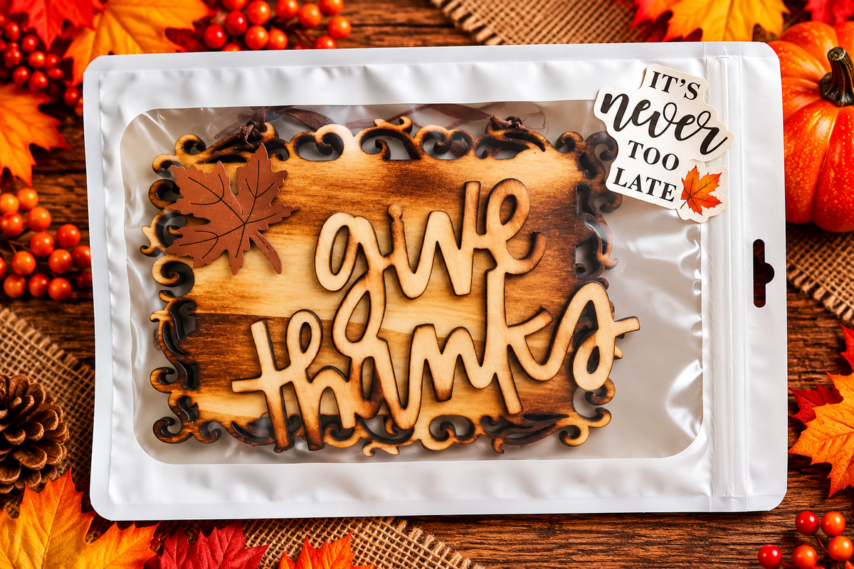 Handcrafted “Give Thanks” Fall Wall Sign