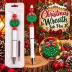 🎄 Christmas Wreath Holiday Spirit Black Ink Pen 🎄