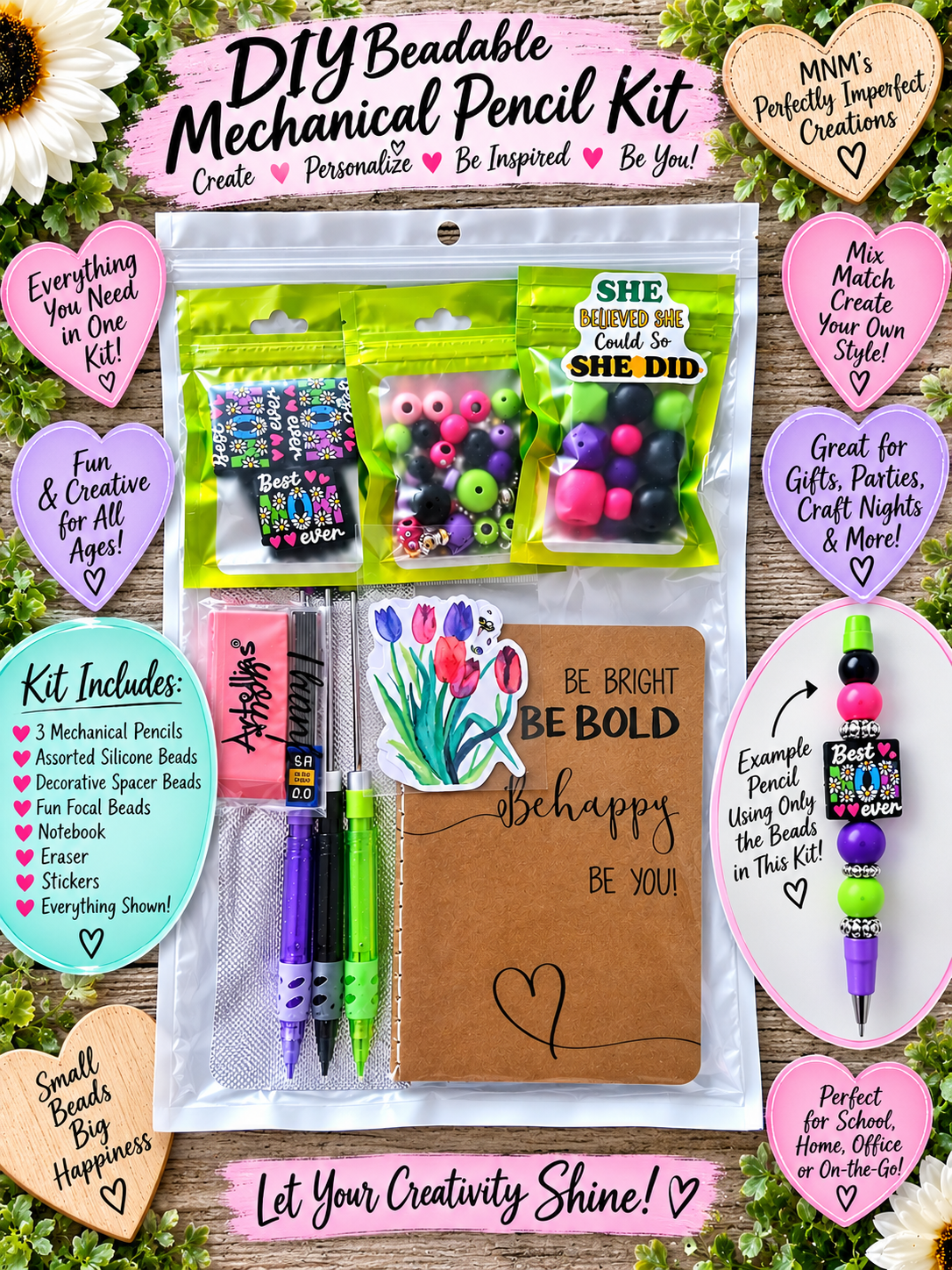 DIY Beadable Mechanical Pencil Kit - Best Mom Ever - 3 Pack