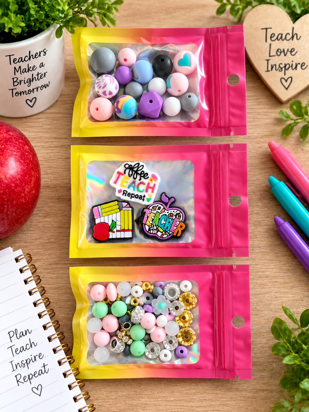 DIY Beadable Mechanical Pencil Kit - Coffee, Teach, Repeat - 3 Pack