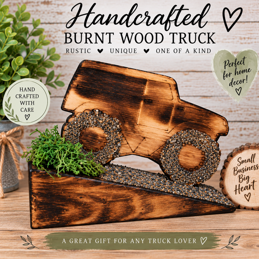  Handcrafted Burnt Wood Off-Road Truck Décor