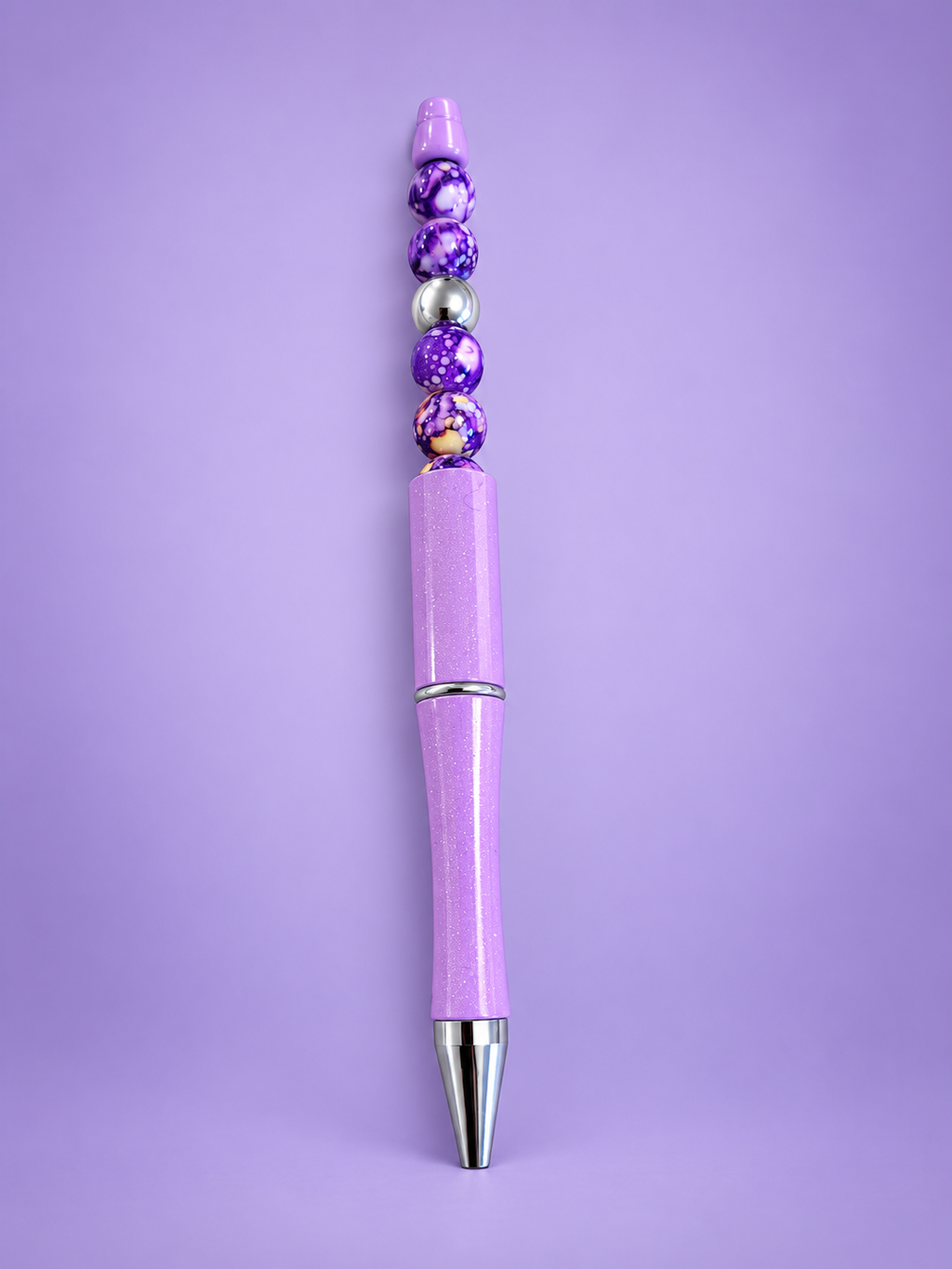 Perfectly Purple Beaded Black Ink Pen
