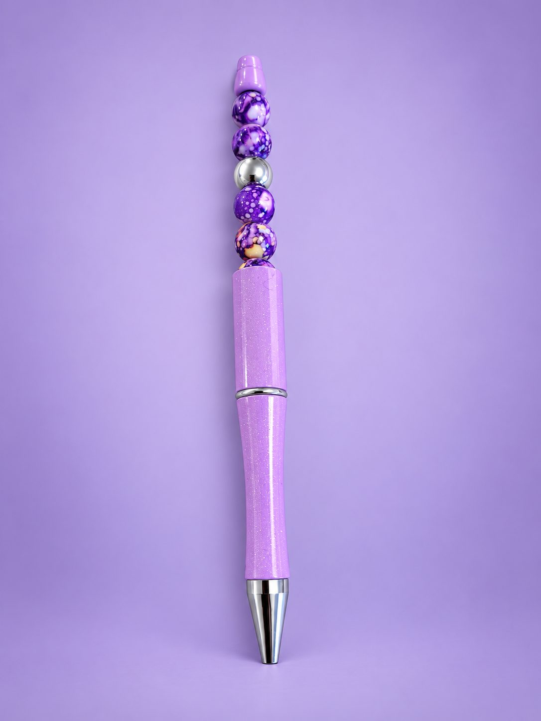 Perfectly Purple Beaded Black Ink Pen