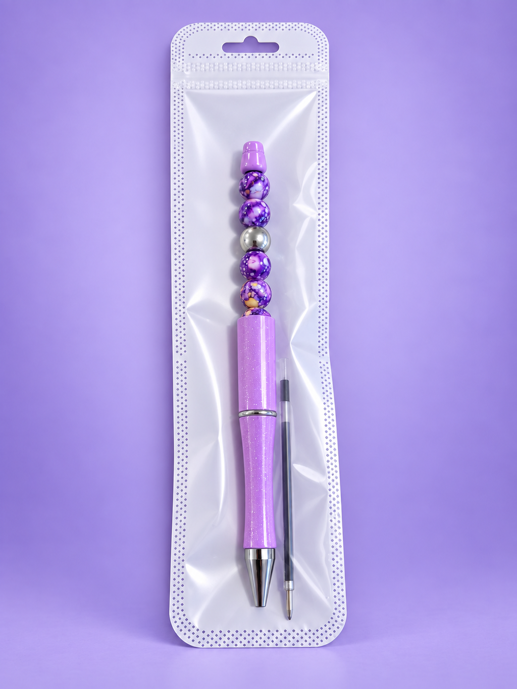 Perfectly Purple Beaded Black Ink Pen
