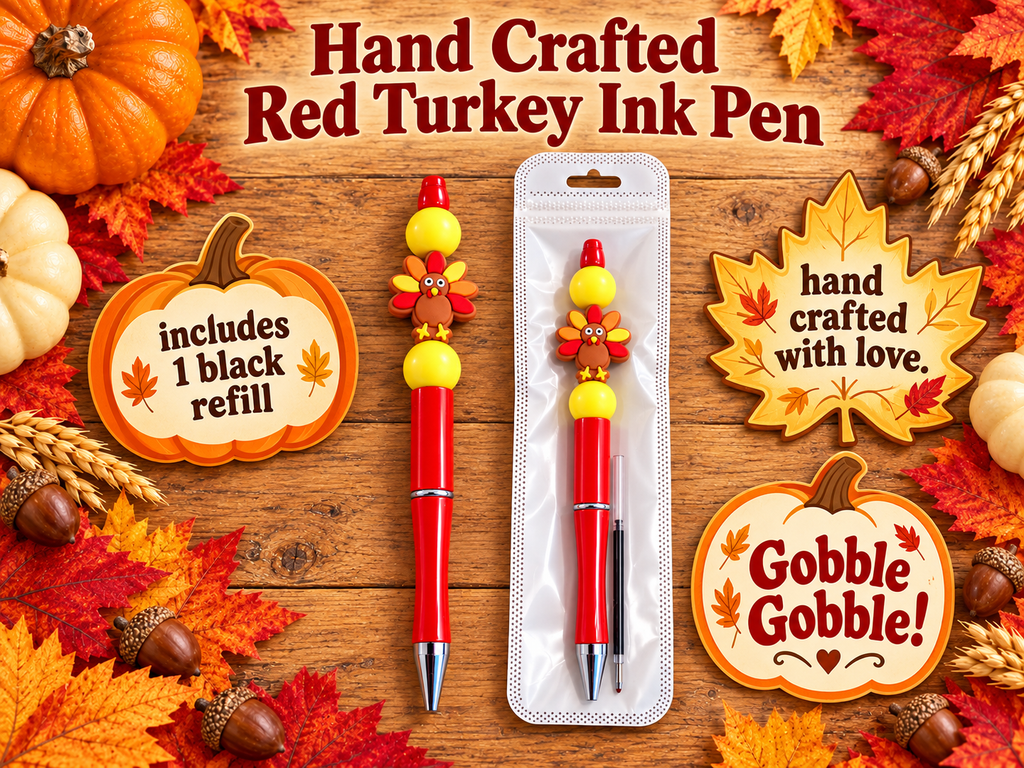 Handcrafted Red Turkey Black Ink Pen