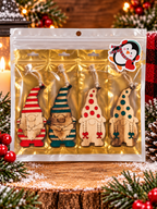 Hand painted, burned, and handmade - Adorable Christmas Gnome Ornaments - Set of 4