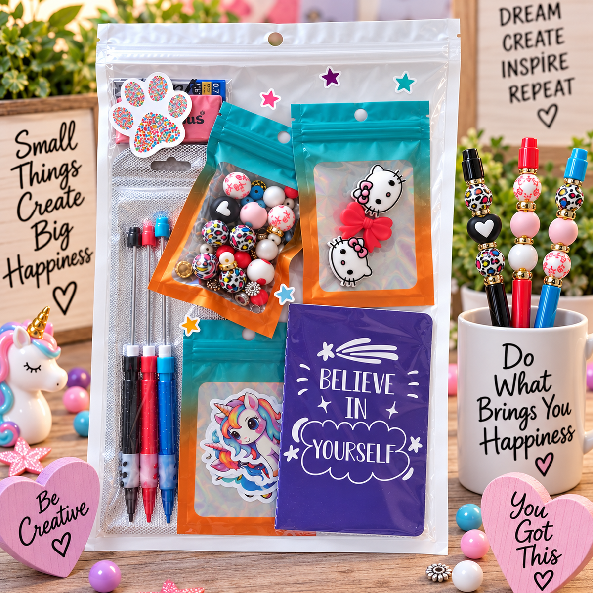DIY Beadable Mechanical Pencil Kit - Hello Kitty - 3 Pack