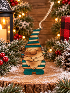 Hand painted, burned, and handmade - Adorable Christmas Gnome Ornaments - Set of 4