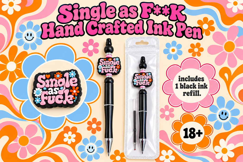 Single as FK Handcrafted Beaded Black Ink Pen — 18+**