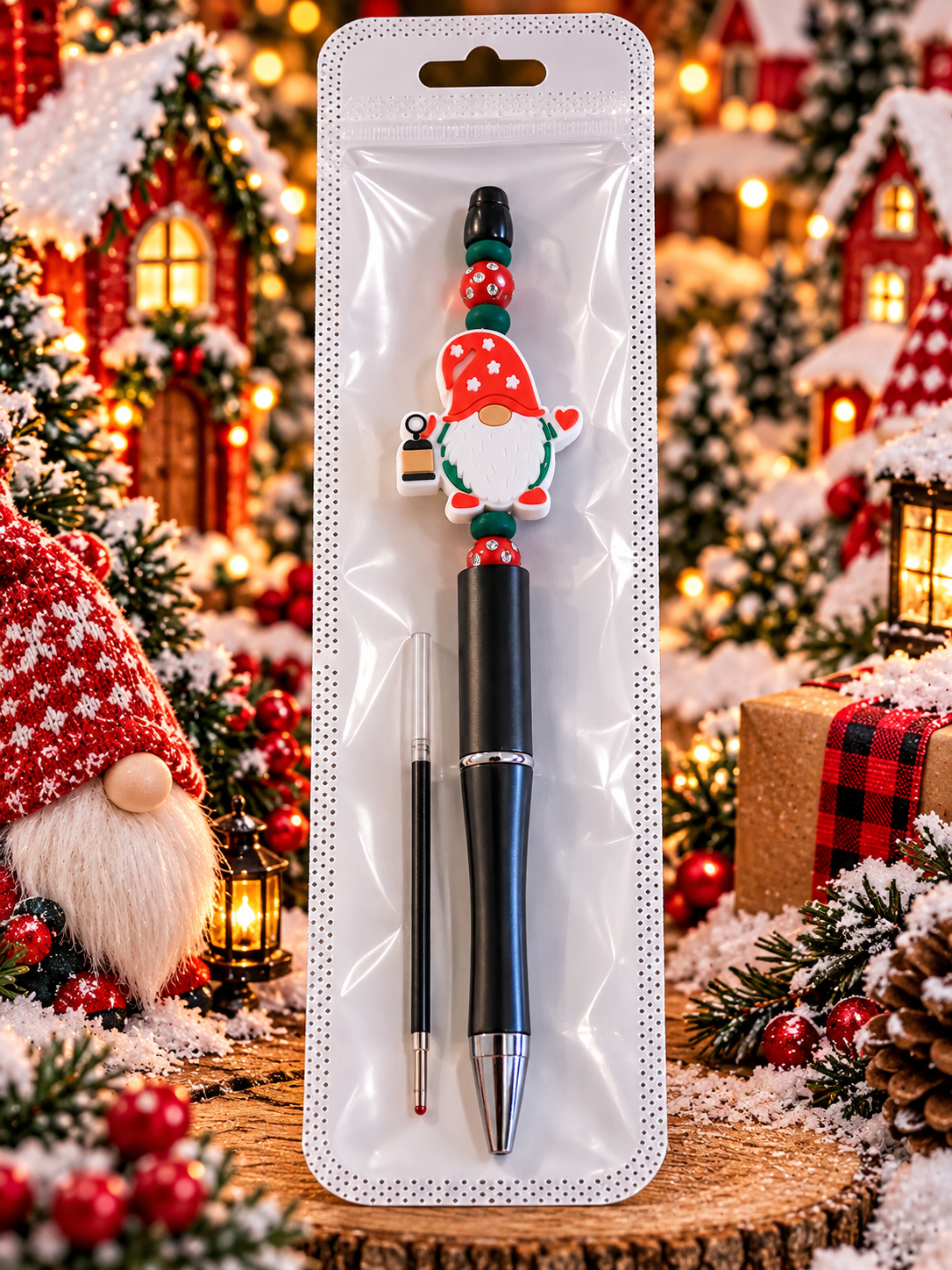 Christmas Gnome – “Gnome Sweet Gnome” Handcrafted Black Ink Pen