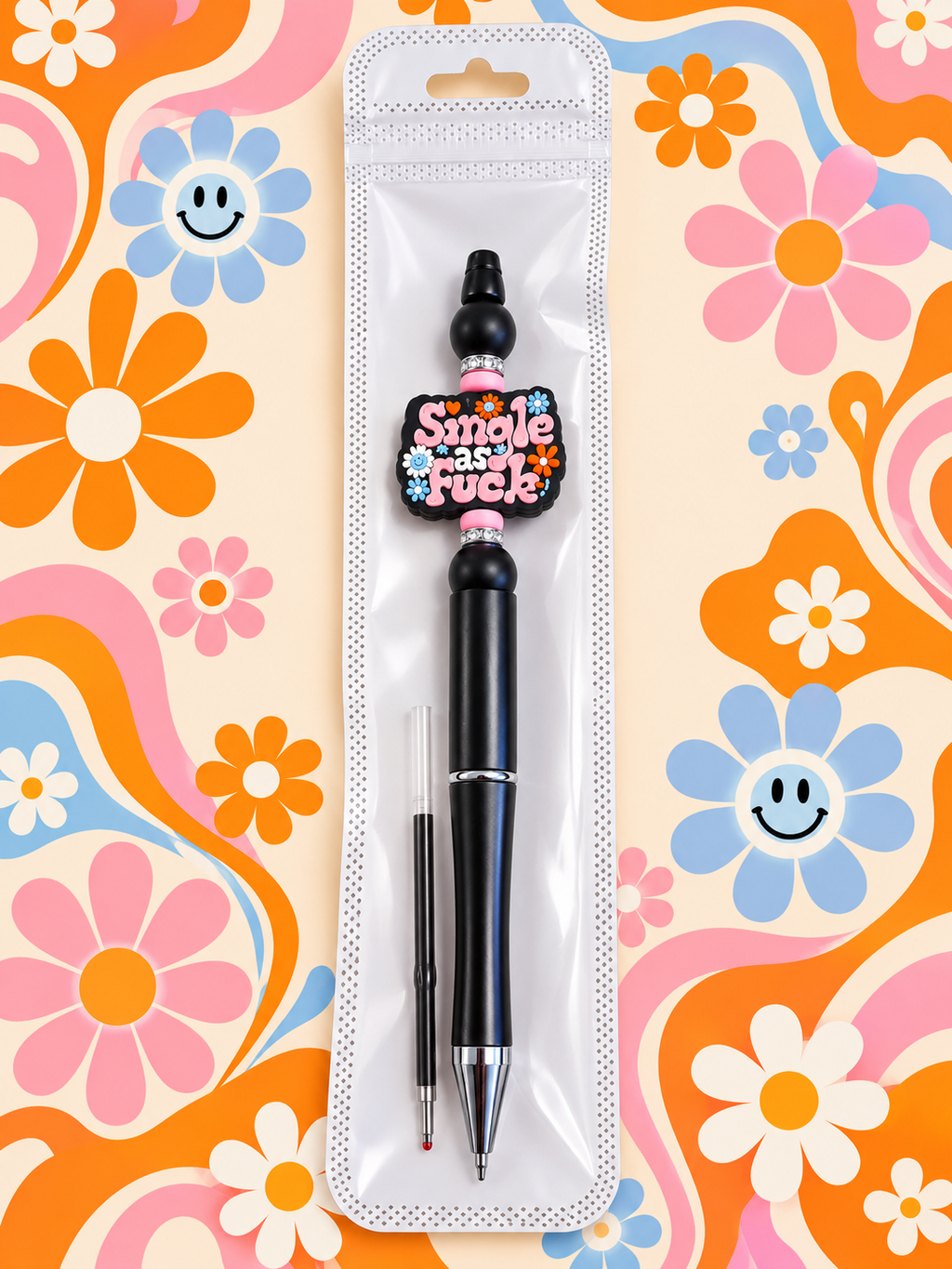 Single as FK Handcrafted Beaded Black Ink Pen — 18+**