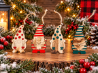 Hand painted, burned, and handmade - Adorable Christmas Gnome Ornaments - Set of 4