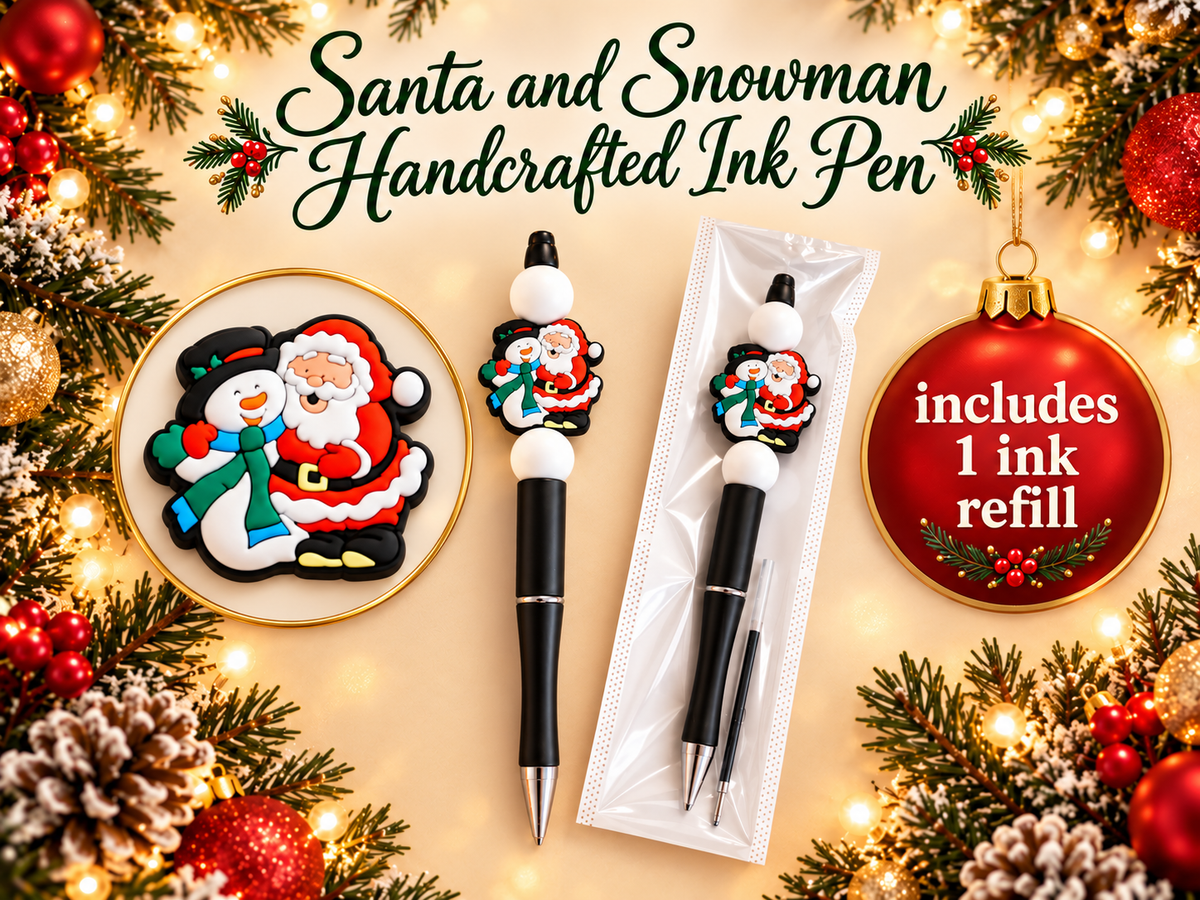 Santa and His Bestie, Mr. Snowman — Handcrafted Ink Pen
