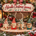 Hand painted, burned, and handmade - Adorable Christmas Gnome Ornaments - Set of 4