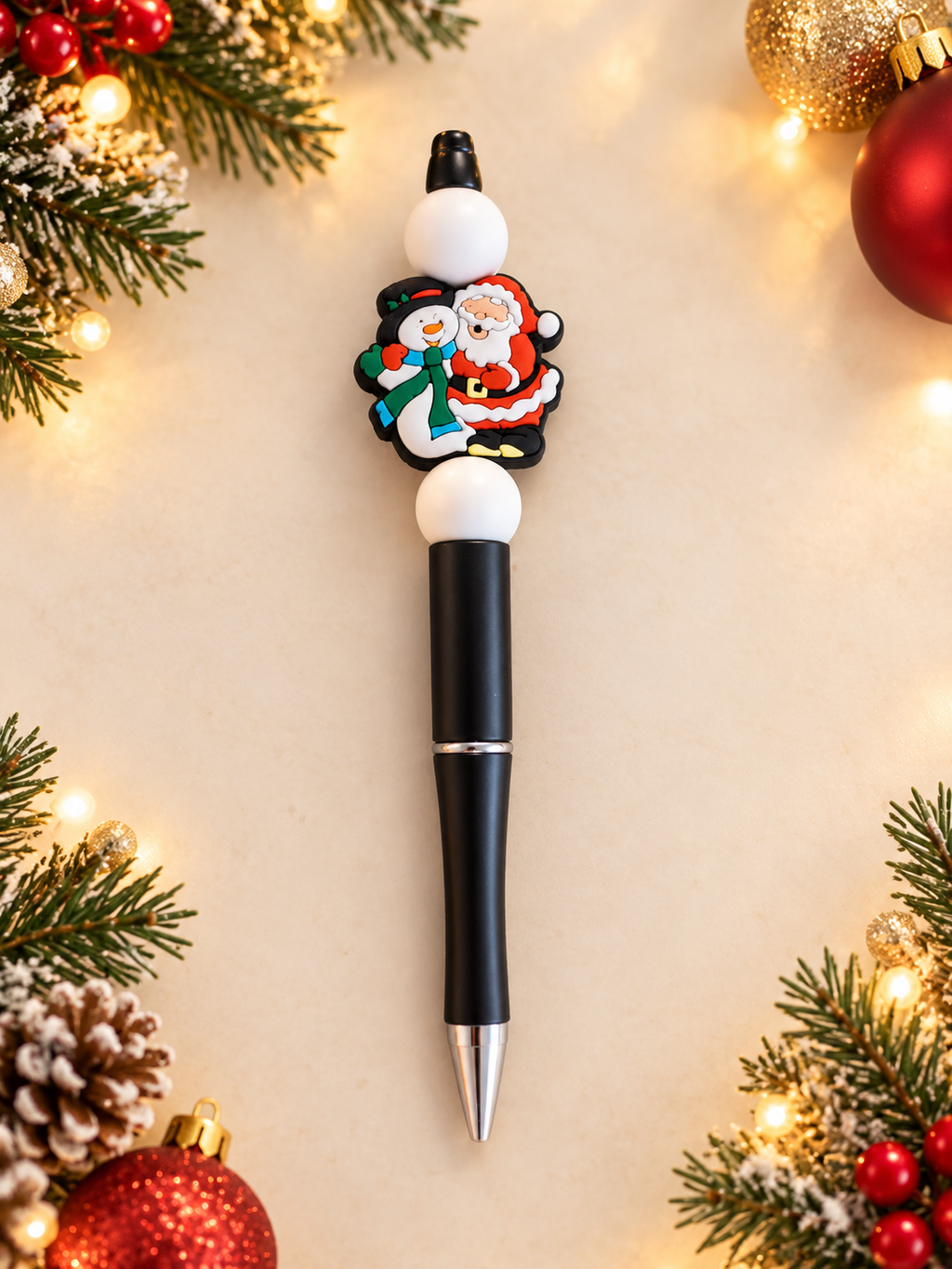 Santa and His Bestie, Mr. Snowman — Handcrafted Ink Pen