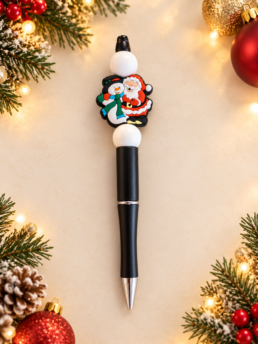 Santa and His Bestie, Mr. Snowman — Handcrafted Ink Pen
