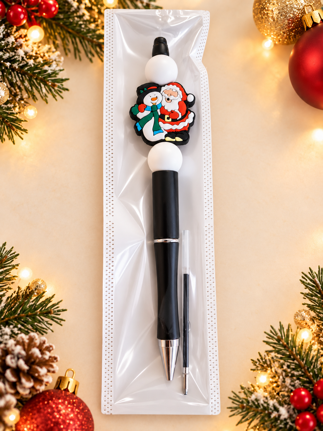 Santa and His Bestie, Mr. Snowman — Handcrafted Ink Pen