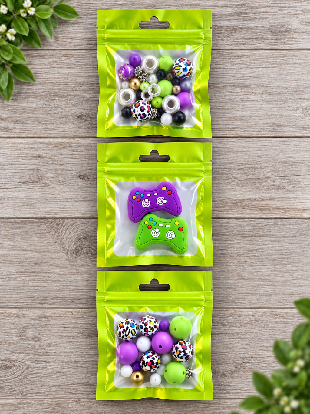 DIY Beadable Mechanical Pencil Kit - Gamer Theme Green & Purple Controllers - 2 Pack