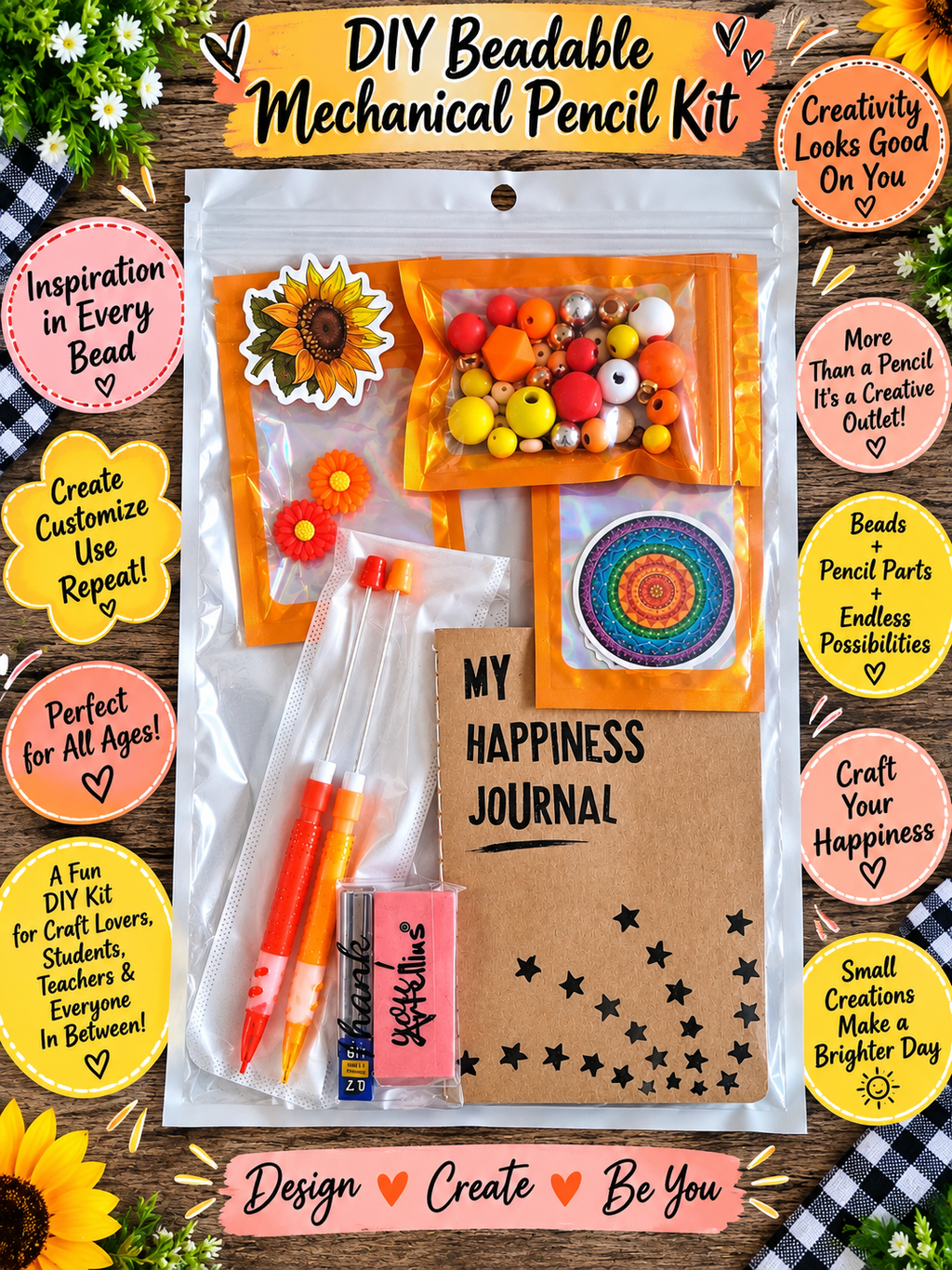 DIY Beadable Mechanical Pencil Kit - Summer Vibes - 2 Pack