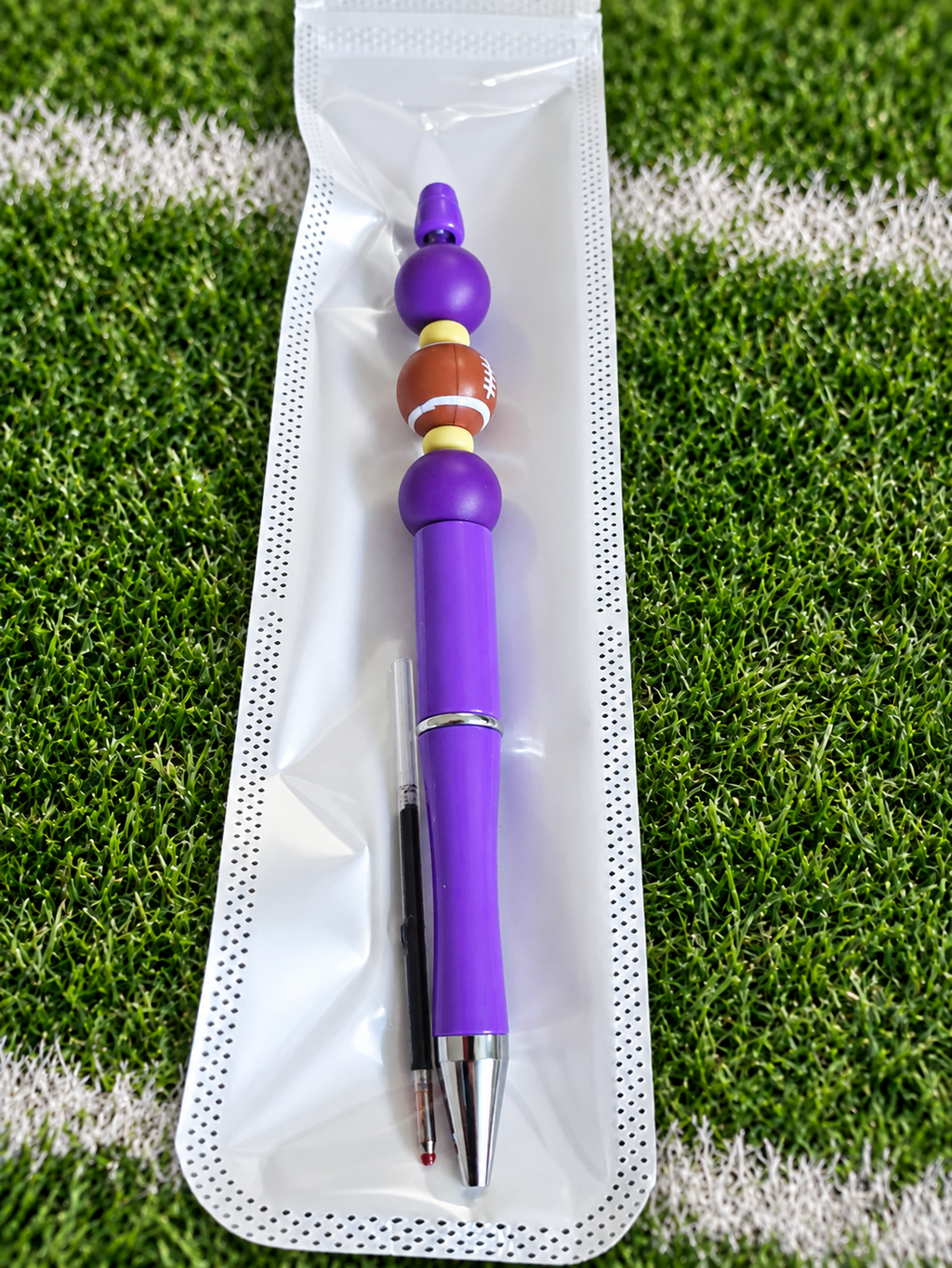 Here We Go Vikings! Handcrafted Beaded Ink Pen