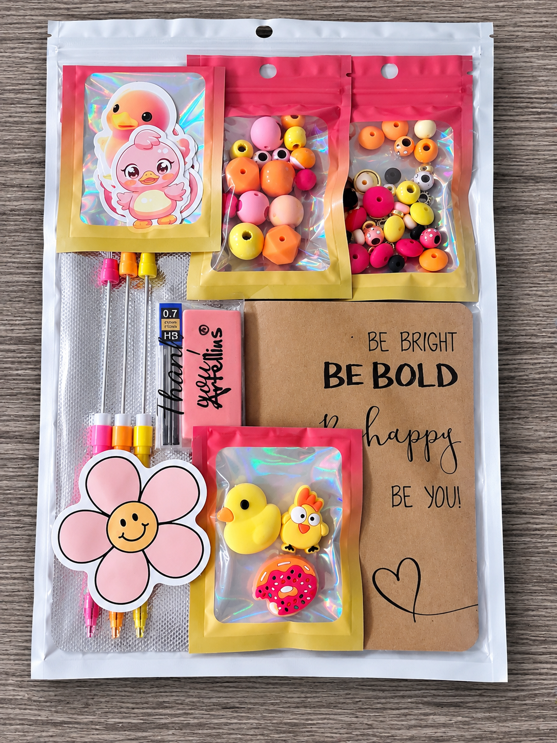 DIY Beadable Mechanical Pencil Kit - Simply Adorbs Chick, Duck, Donut - 3 Pack